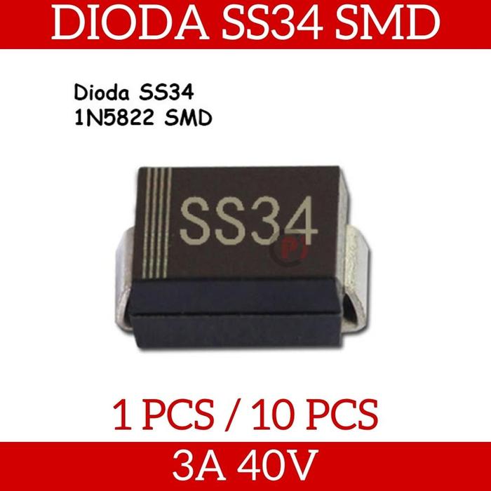 Jual Dioda SMD SS34 1N5822 3A 40V Schottky Diode IN5822 DO-214AC - 1 ...