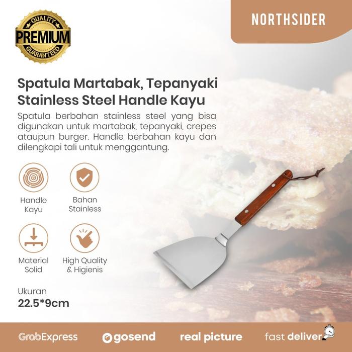 Gambar Spatula Martabak pizza tepanyaki kape burger stainless Handle Kayu - S - 22.5cm dari Northsider Coffee Shop undefined Tokopedia