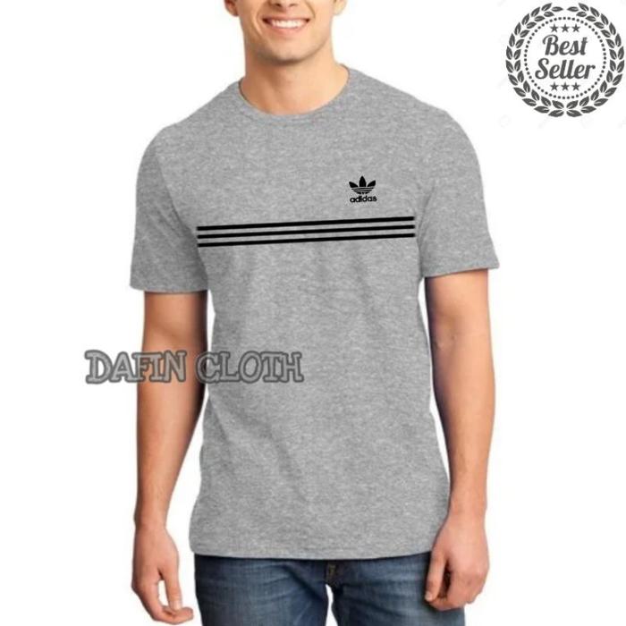Jual Kaos Pria Baju Tshirt Adidas Triple Line Navy, 4XL Kota