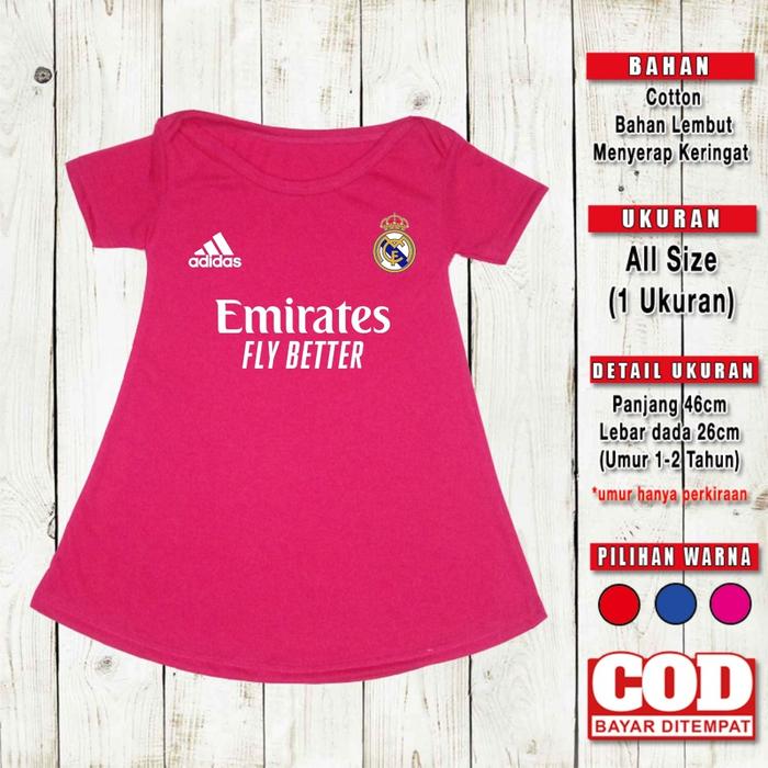 Gambar Dress Anak Perempuan REAL MADRID Baju Bola Bayi Cewek Lucu 1-2 Tahun - Magenta, All Size dari Custom.Aja.Yuk undefined Tokopedia