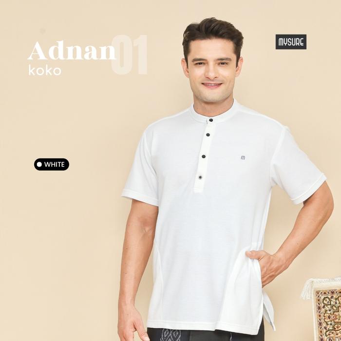 Gambar Baju Koko Pria Putih Lengan Pendek Adnan Pakaian Muslim Polos - White, S dari Toko Gamis Hijab undefined Tokopedia
