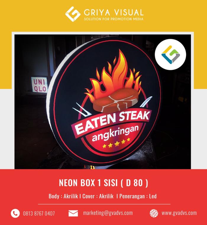 Gambar NEON BOX DIAMETER 80 CM 1 SISI ( Eaten steak angkringan ) dari griya visual undefined Tokopedia