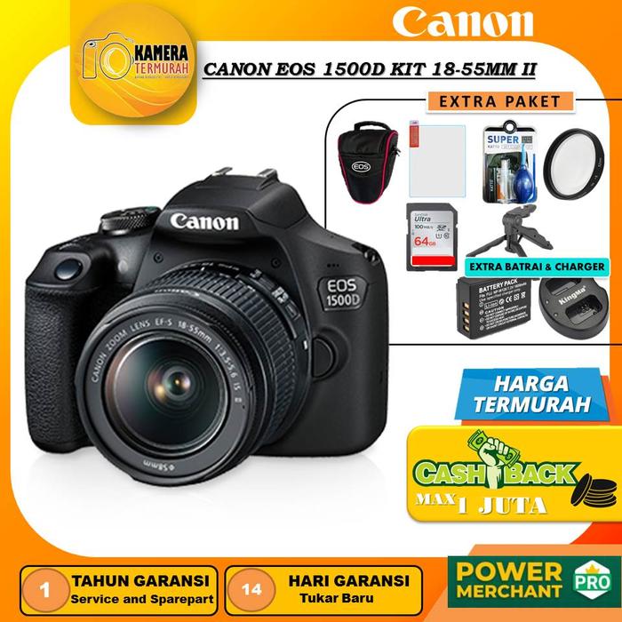Jual CANON 1500D KIT 18-55 CANON 1500D 18-55 PAKER 5IN1 32GB
