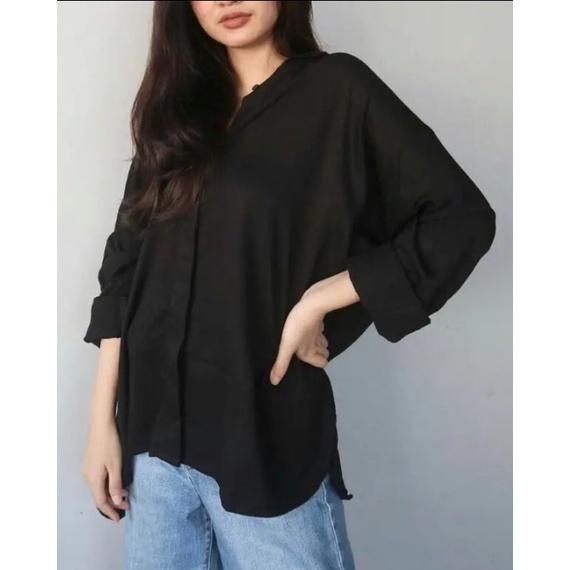 Gambar TALITA SHIRT/KEMEJA WANITA/BAHAN RAYON TWILL/CASUAL/KANTOR/NYANTAI - Hitam, XXL dari ziezie_art undefined Tokopedia