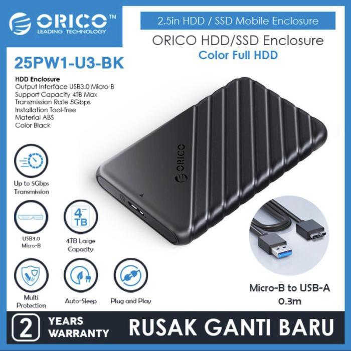 Gambar Orico 25PW1 Case Hardisk 2.5 inch HDD SSD Enclosure USB3.1 2.5" Casing - Hitam, 25PW1- U3 dari Click & Go Tokopedia undefined Tokopedia