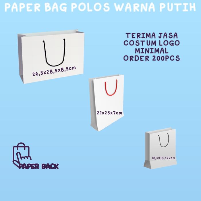 Gambar Paperbag Putih Art Carton Custom Logo Olshop / Paper Bag Cetak Nama - 18x18,5x7, 1 Warna dari PaperBack888 undefined Tokopedia