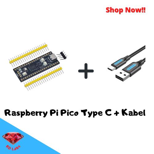 Gambar Raspberry Pi USB Type-C RP2040 microcontroller-board dual-core 2MB - Pico TypC+kabel dari Red Diamond Laboratories undefined Tokopedia