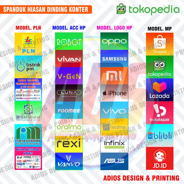 Gambar Spanduk Banner Konter Vertikal / Hiasan Dinding Konter Pulsa - MODEL. ACC HP, 300X30 (LB) dari ADIOS DESIGN PRINTING undefined Tokopedia