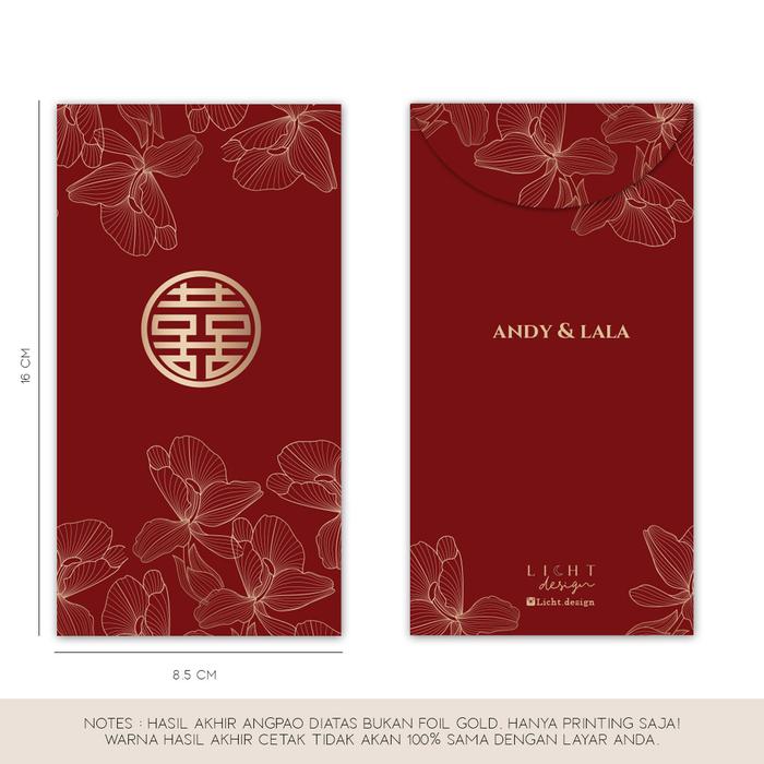 Gambar Angpau Custom Nama / Angpao Sangjit / Angpao Wedding / Happy Wedding - FLOWER GOLD dari Licht Design undefined Tokopedia