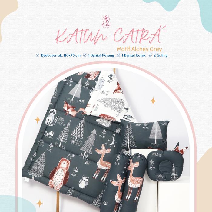 Gambar BEDCOVER SET BEDDING MATTRESS COVER BABY NEW BORN - ALCES GREY dari Aufa_Baby undefined Tokopedia