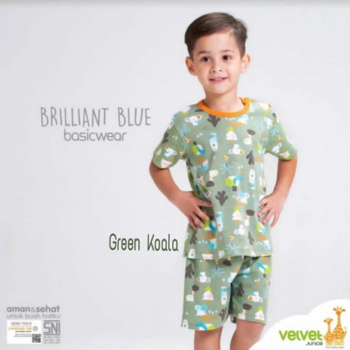Gambar Velvet Junior S M L Setelan Pendek Baju Pendek Bayi Brilliant 3-12m - blue lion, S dari Chelily Baby Kid Shop undefined 4 Tokopedia