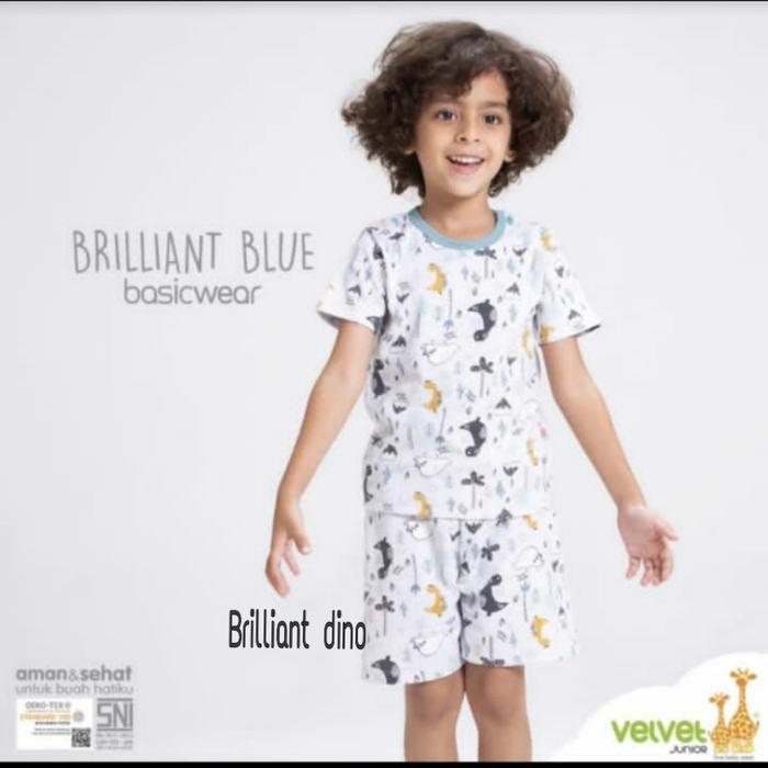 Gambar Velvet Junior S M L Setelan Pendek Baju Pendek Bayi Brilliant 3-12m - blue lion, S dari Chelily Baby Kid Shop undefined 3 Tokopedia