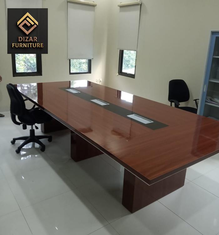 Gambar Meja meeting kantor / Meja rapat + Grommet Slowmotion + stop kontak - L dari dizar furniture undefined Tokopedia