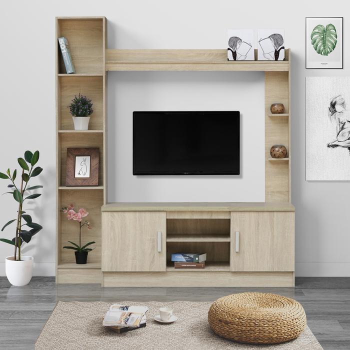 Gambar FLO Rak TV Meja TV Pajangan Lemari Buffet Kayu Modern Minimalis - Sonoma Cream dari Rumah Furniture & Home Living undefined Tokopedia