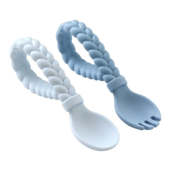 Gambar Itzy Ritzy Sweetie Spoons Silicone Baby Fork and Spoon Set - Blue dari Paveels undefined Tokopedia