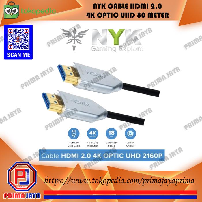 Jual NYK Kabel HDMI 80M Active Fiber Optic 2160P ULTRA HD 4K HDR - Kota ...