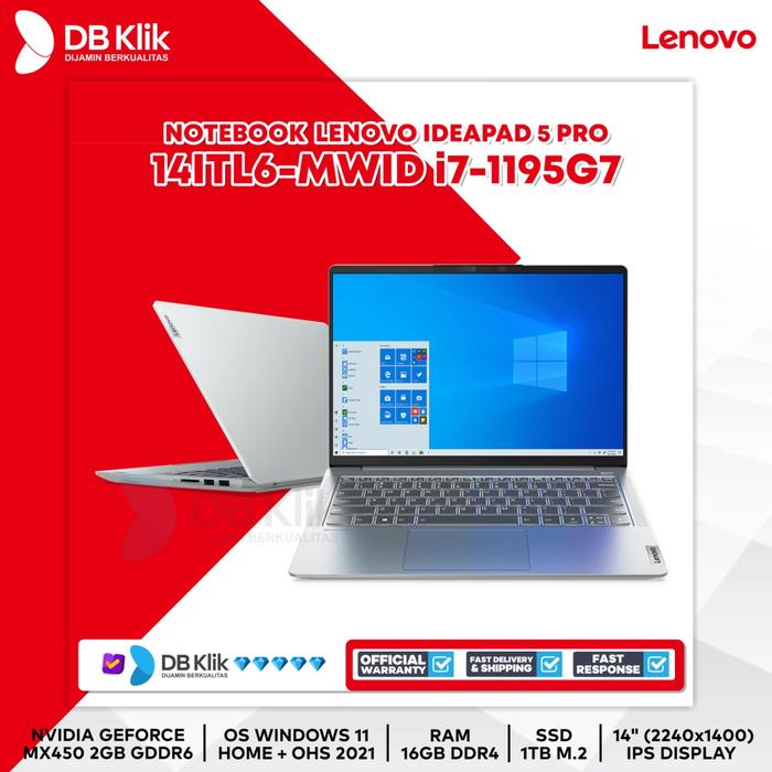 NOTEBOOK LENOVO IdeaPad Pro 14ITL6-MWID i7-1195G7 16/1T MX450 W11 14