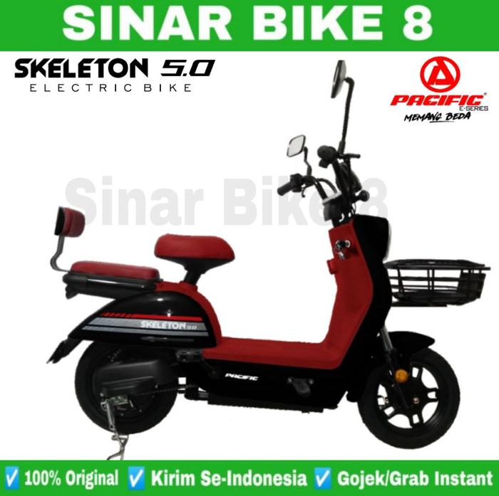 Gambar Sepeda Listrik PACIFIC SKELETON 5.0 E-BIKE Electric Bike 650 Watt Garansi Resmi - Merah dari Toko Sepeda Sinar Bike 8 undefined Tokopedia