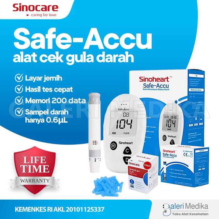 Gambar Sinocare Safe-Accu Alat Cek Gula Darah / Glukometer Sinocare Safe Accu - 1 Set Lengkap dari Galeri Medika Jakarta undefined Tokopedia