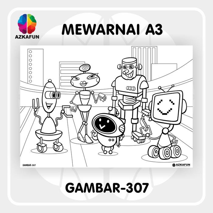 Gambar Kertas Mewarnai A3 ROBOT - Mewarnai anak - GAMBAR-307 dari AZKAFUN undefined Tokopedia