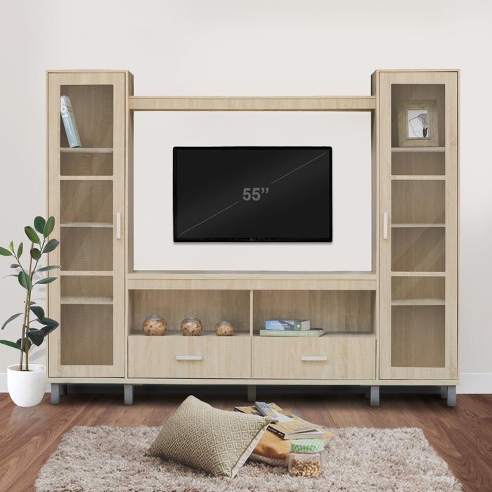 Gambar MARY Rak TV Meja TV Pajangan Lemari Buffet Kayu Modern Minimalis - Sonoma Cream dari Rumah Furniture & Home Living undefined Tokopedia