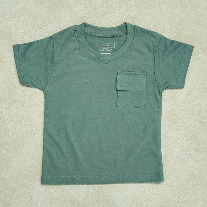 Gambar Little Googa | Joy Basic Pocket Tee (0-6 yrs) | Bamboo Cotton - Mineral Green, 4 Tahun dari Little Googa undefined Tokopedia