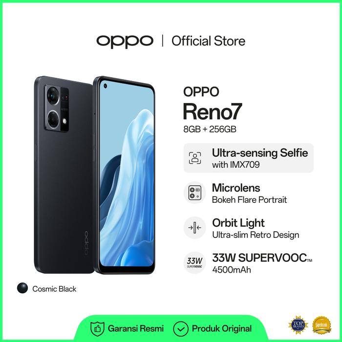 Gambar OPPO Reno7 4G 8/256GB Smartphone (Garansi Resmi) - Hitam dari OPPO Store Indonesia undefined Tokopedia