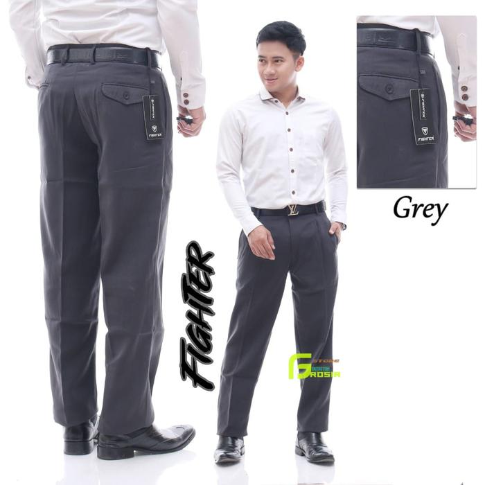 Gambar Celana Formal Kantor Pria Kerja Reguler Standar Bahan Kain Teflon - Abu-abu, 44 dari FARIS GROSIR Store undefined Tokopedia