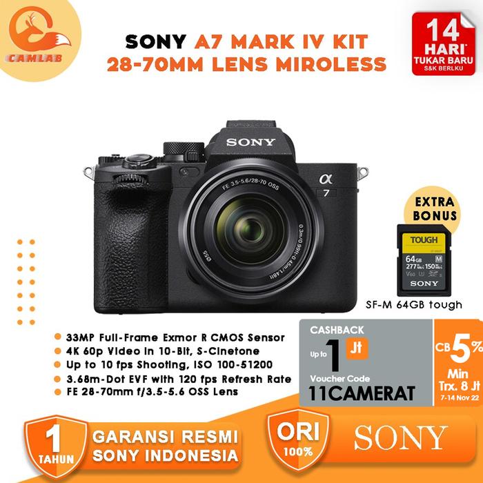 Gambar Sony A7IV Sony a74 Sony A7 IV Mirrorless Camera with 28-70mm Lens - UNIT ONLY dari Camlab.Id undefined Tokopedia