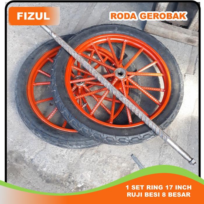 Jual RODA GEROBAK DORONG 1 Set Ring 17 inch Ruji Besi Besar - As Roda ...