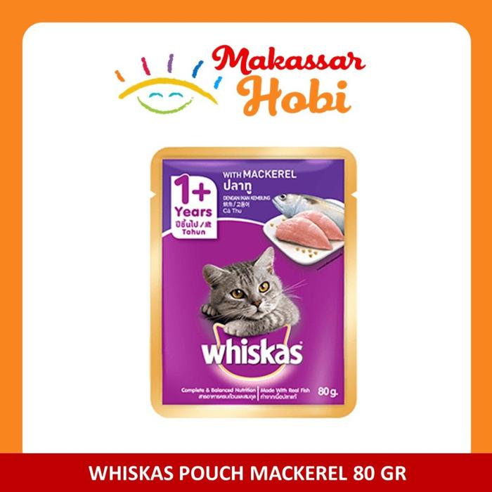 Gambar Makanan Kucing Basah Saset WHISKAS POUCH ADULT Sachet 80gr 80 gr gram - Mackerel 80 gr dari Makassar Hobi undefined Tokopedia