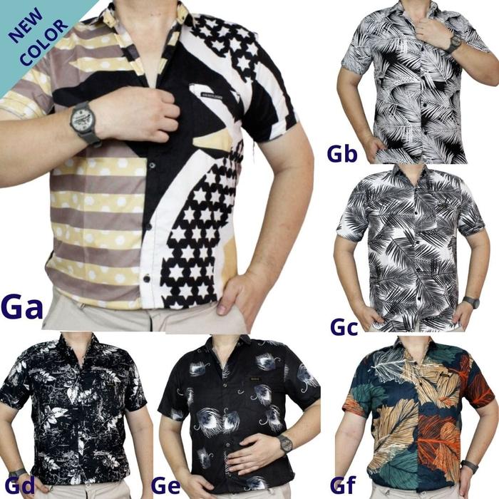 Gambar GROSIR KEMEJA PENDEK DISTRO SURFING - Motif, M dari Kingdom Fashion undefined Tokopedia