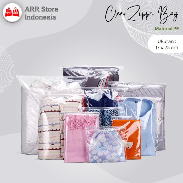 Gambar Plastik Clear Zipper Bag Transparan Travel Pouch Storage bag - 17 x 25 cm dari ARR Store Indonesia undefined Tokopedia