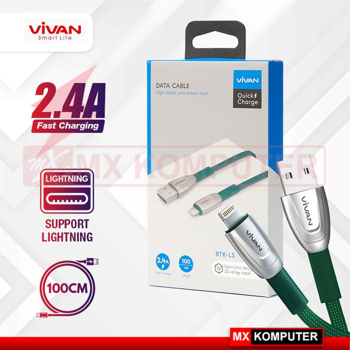 Gambar VIVAN Kabel Lightning BTK-LS Fast Charging Original 2.4A - 100CM dari MXKomputer_NEW undefined Tokopedia