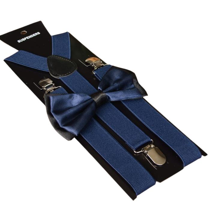 Gambar ROBB - PAKET suspender + bow tie - dasi kupu - bretel pantalon - NAVY, DENGAN DASI KUPU dari Toko 1973 undefined Tokopedia