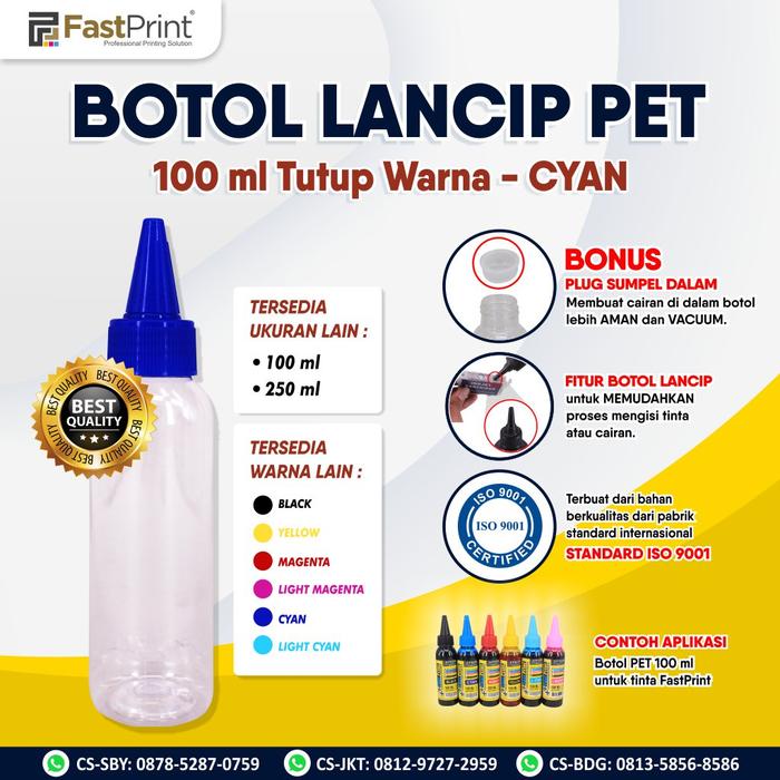 Gambar Botol Plastik PET Bening Lancip Tutup Warna 100ML - Yellow dari Fast Print Makassar undefined 4 Tokopedia