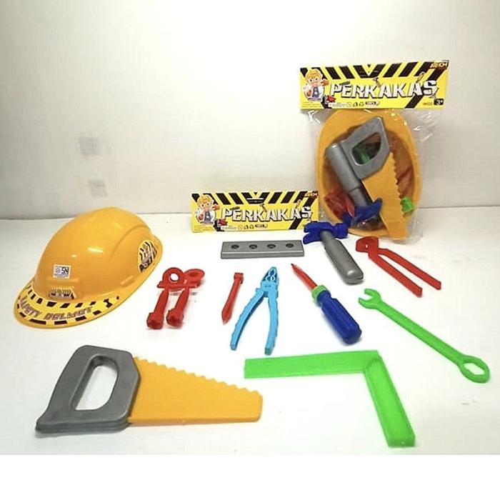 Gambar Mainan Perkakas Anak Set Helm Edukasi Alat Tukang Tools Pertukangan - Model B dari A.R.A.F.A undefined Tokopedia
