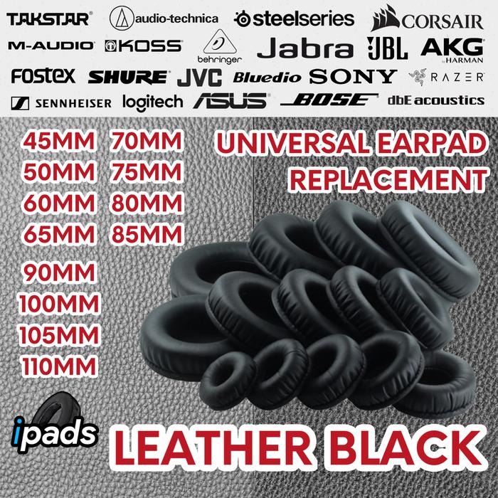 Gambar Earpad Replacement For Universal Headphone / Bahan Kulit Dan Beludru - Leather Black, 60MM dari iPads. undefined Tokopedia