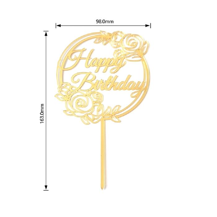 Gambar Topper Happy Birthday akrilik daun & bunga - HB BUNGA dari MaroonTTK undefined Tokopedia