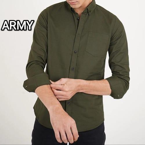 Gambar kemeja army polos pria lengan panjang kemeja hijau tai kuda dari elrubby store undefined Tokopedia