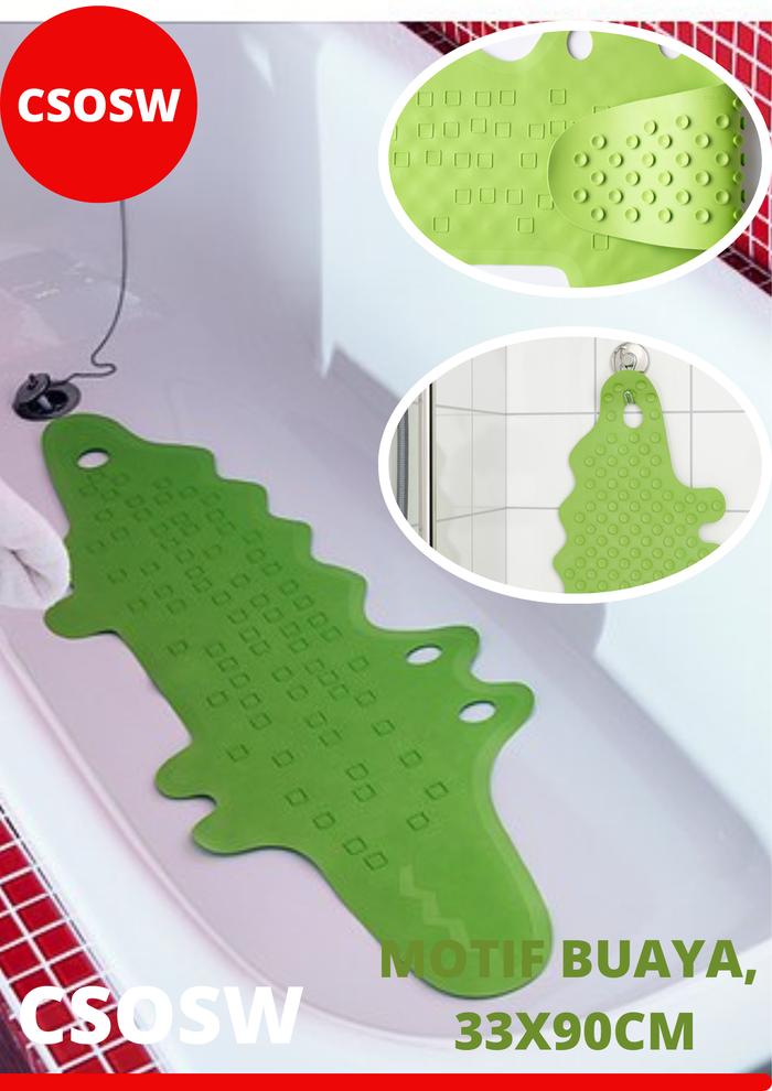 Gambar Keset Karet Anti Slip Bathtub Kamar Mandi Keset Shower Bath Tub Mat - Crocodile Green dari CSOSW undefined Tokopedia