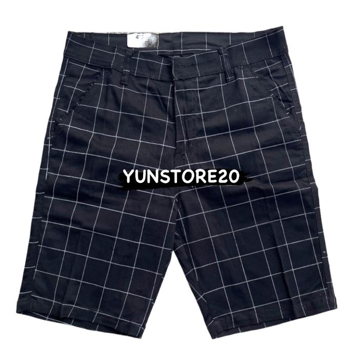Gambar Celana Pendek Pria Tartan Premium Bahan Stretch Melar High Quality - Hitam, Size 28 dari YUNSTORE20 undefined Tokopedia
