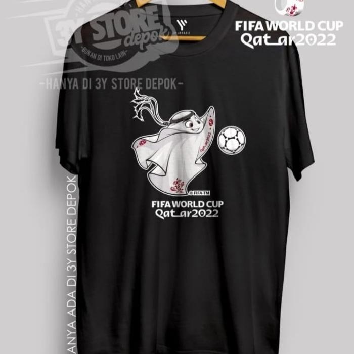 Gambar kaos tshirt maskot piala dunia fifa world cup qatar 2022 - Hitam, S dari tukang-sablon.id undefined Tokopedia