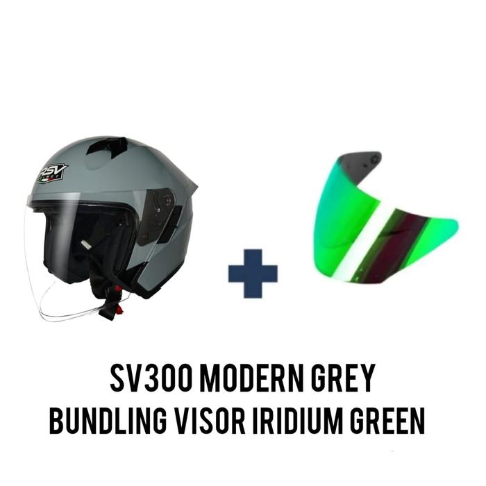 Gambar HELM RSV SV300 MODERN GREY PAKET GANTENG DENGAN VISOR IRIDIUM - IRIDIUM GREEN, XL dari MOTORUSH Online Store undefined Tokopedia