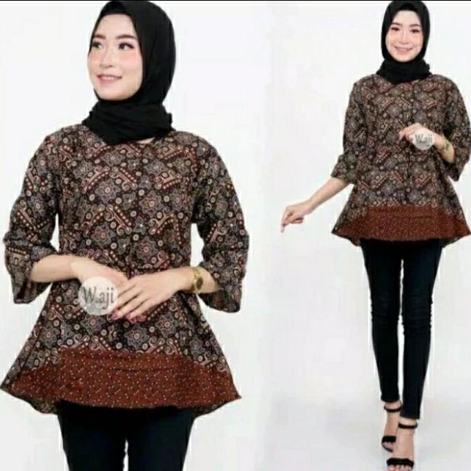 Gambar Blouse batik Atasan wanita batik wanita motif kupu kupu - meteijo, L dari Falishbatikcollection undefined Tokopedia