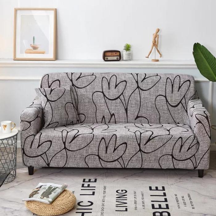 Gambar COVER SARUNG KURSI SOFA ELASTIS 2 SEATER DUDUKAN - Petunia, 2 SEATER dari Eljida Store undefined Tokopedia