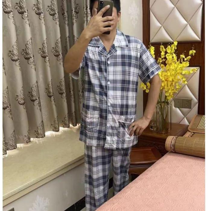 Gambar Baju Tidur Pria Import / Stelan Piyama Panjang Pria Premium - CP KOTAK 05, 4XL dari Astridn_toko undefined Tokopedia