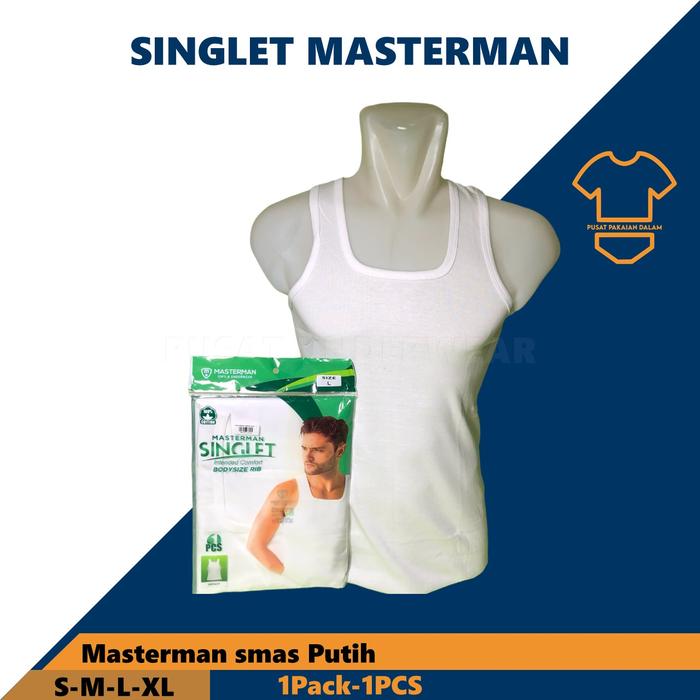 Gambar Singlet pria MASTERMAN WARNA PUTIH / HITAM / ABU - Putih, XL dari Pusat Pakaian Dalam undefined Tokopedia