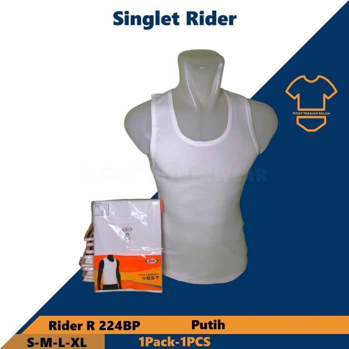 Gambar Kaos Dalam Singlet Pria Rider R 224 BW Hitam isi 1 pcs - Putih, S dari Pusat Pakaian Dalam undefined Tokopedia