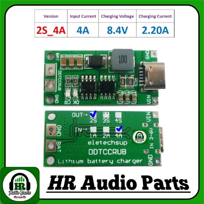 Gambar Modul Charger 2S 3S 4S Type-C to 8.4V 12.6V 16.8V Step Up Lithium18650 - 2S 4A dari HR Audio Parts undefined Tokopedia